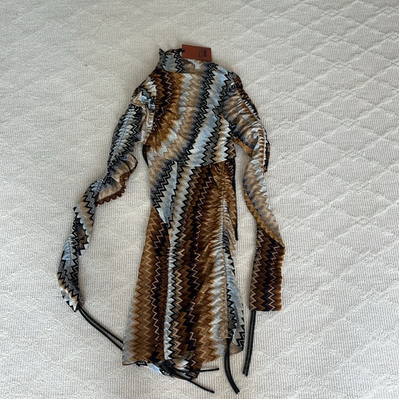 MISSONI Ruched Mini Dress in Multi Brown Shades - Picture 2 of 15